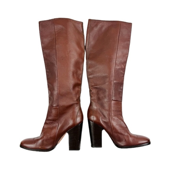 Rachel Comey Maroon leather pull on knee high heeled boots - Picture 2 of 12